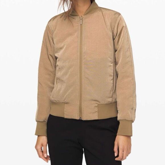 Lululemon Non-Stop Bomber Reversible Jacket Coat Brown Tan Women’s Size 8 - Picture 9 of 13